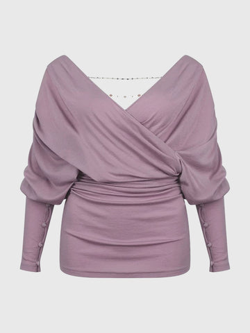 Emotion in Loose Fabric Sleeve Top - All Purple