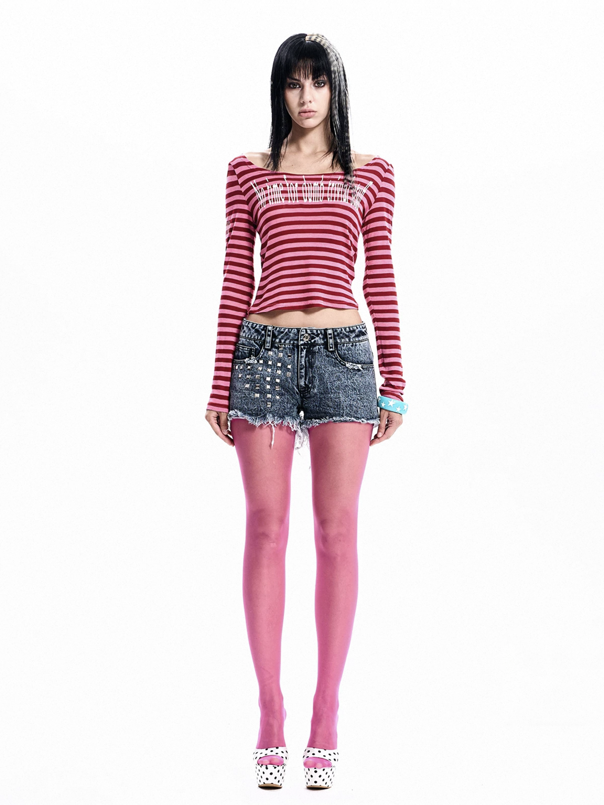 Brick Lane Skimming Striped Zip-up Hoodie - Pink