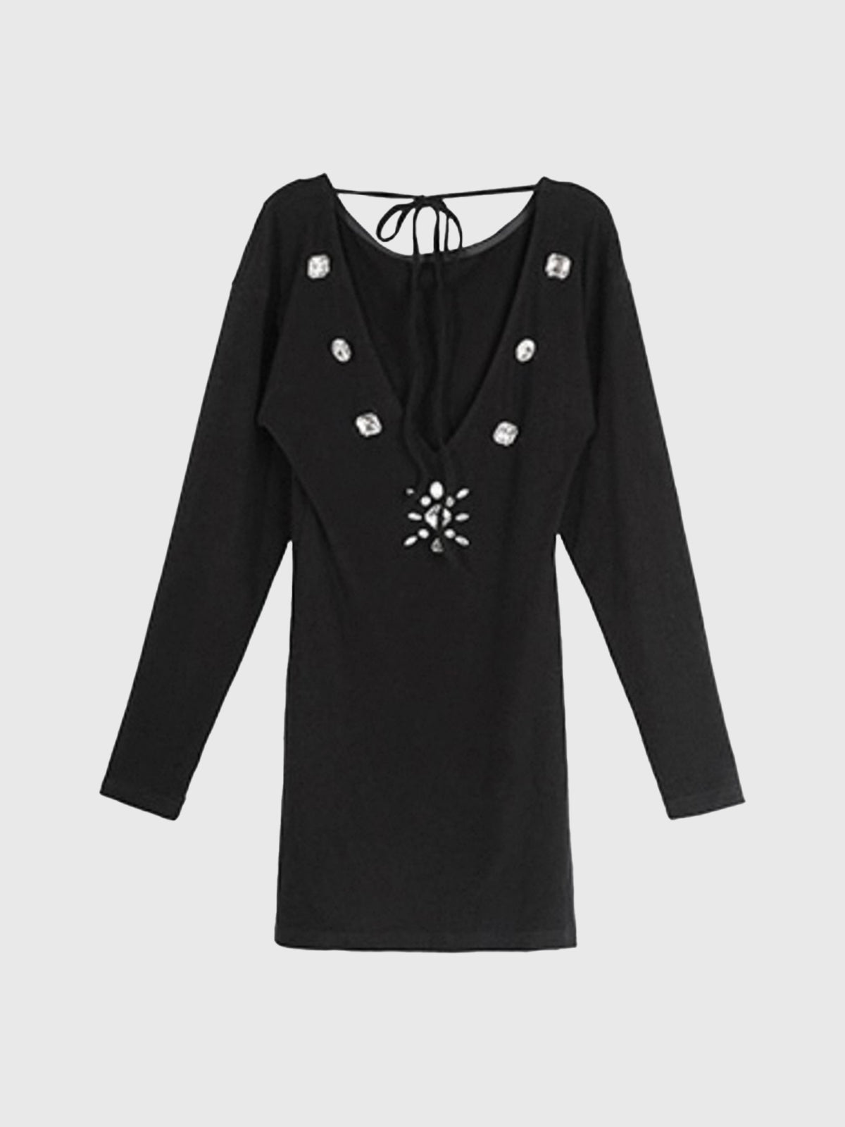 Obsidian Glimmer V-back Dress - Shine Black