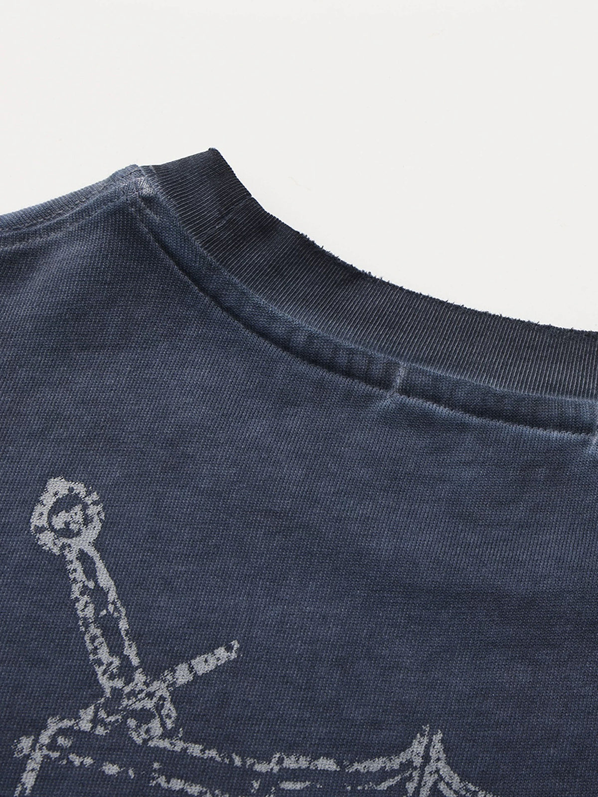 Co-ed Dorm Baggy Washed Star Embroidery Sweater - Blue