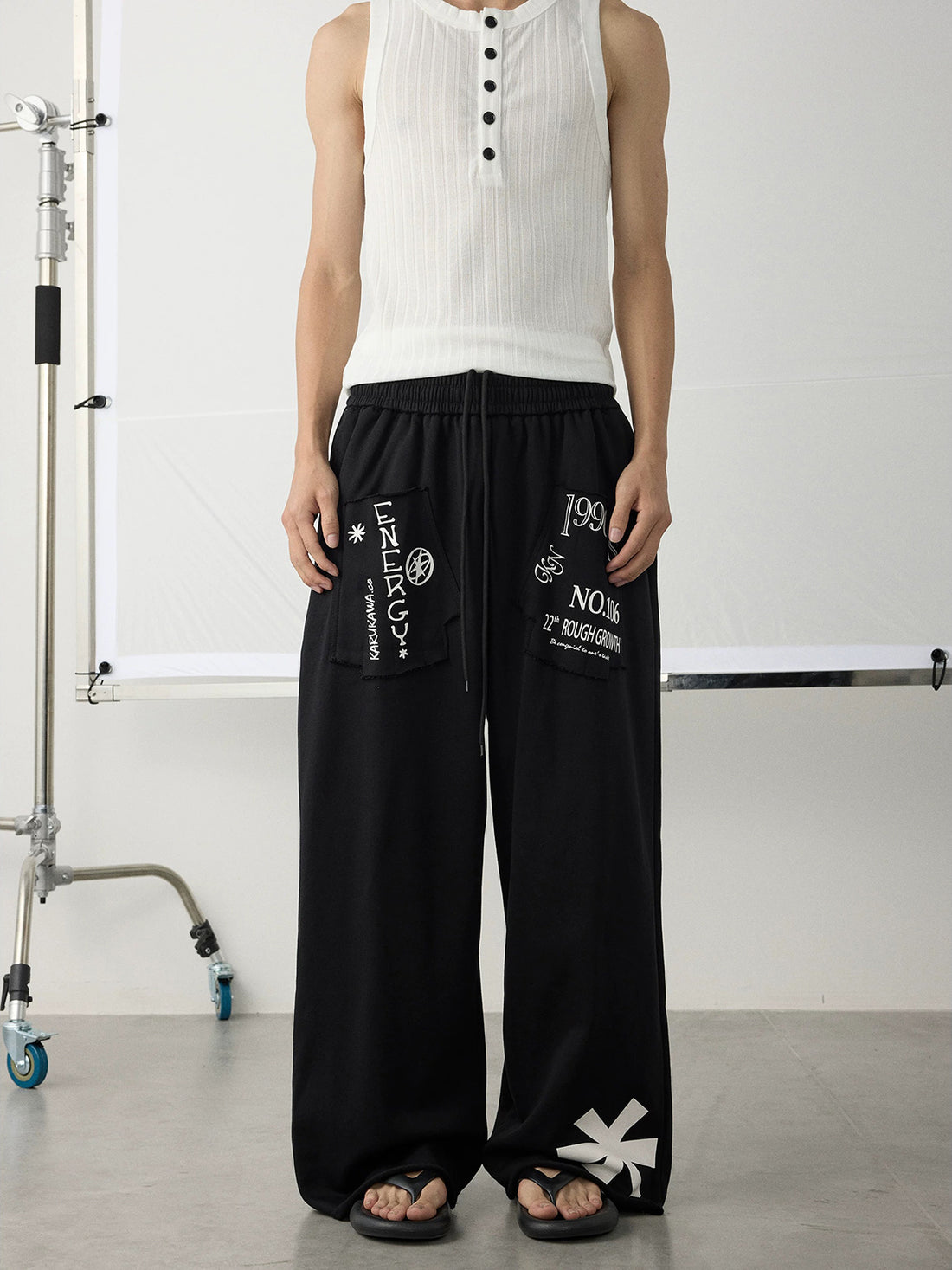 Co-ed Dorm Wide-leg Heavy Cargo Denim Pants - Black