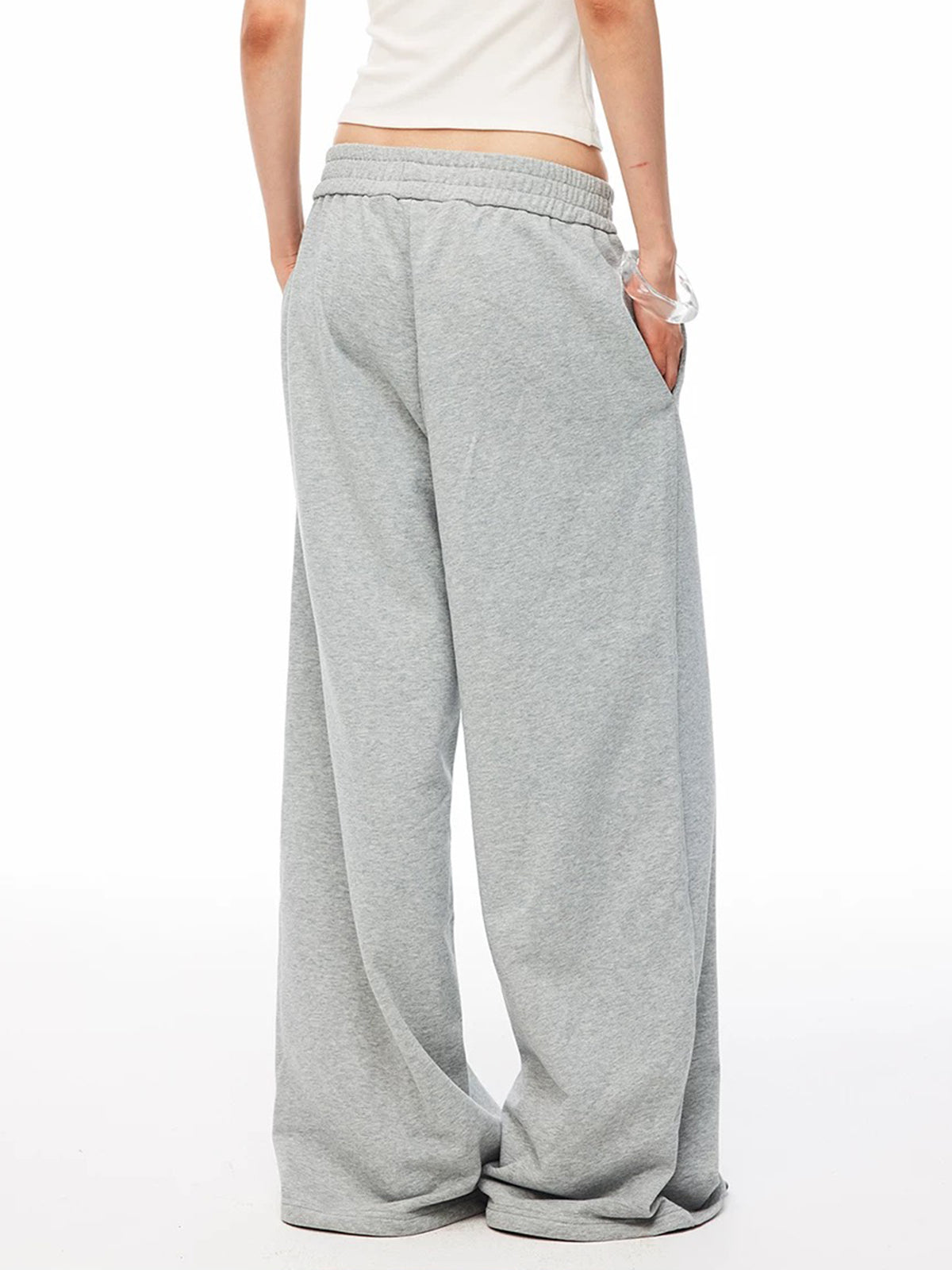 Co-ed Dorm Wide-leg Double-Breasted Trousers - Grey