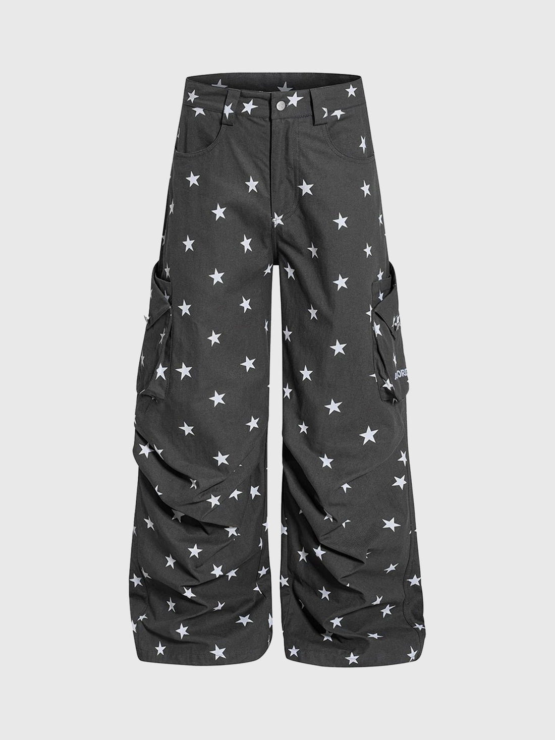 Co-ed Dorm Wide-leg Star Graphic Denim Pants - Black
