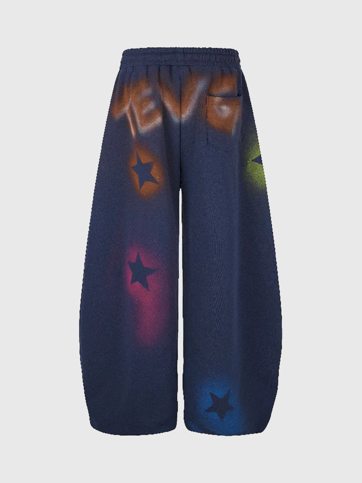 Co-ed Dorm Wide-leg Washed Graffiti Denim Pants - Blue