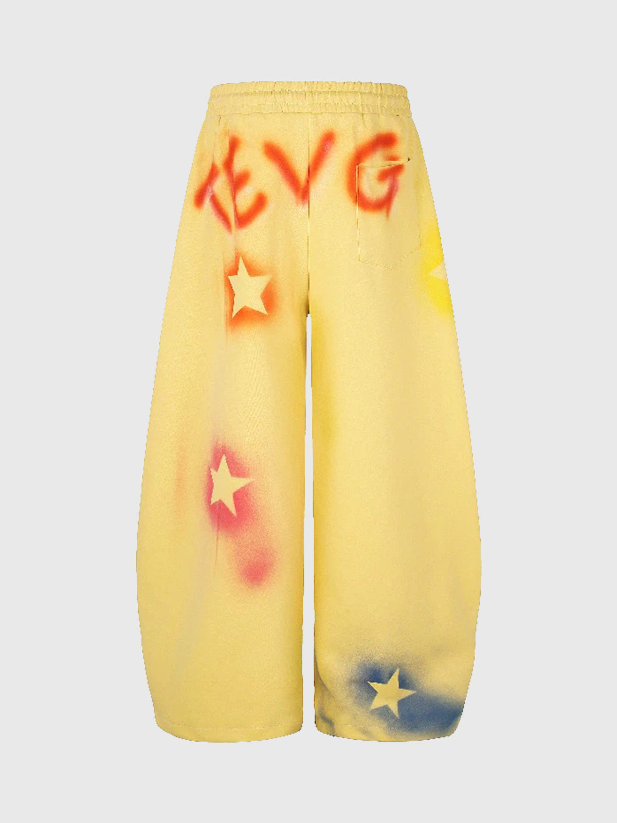 Co-ed Dorm Wide-leg Washed Graffiti Denim Pants - Yellow