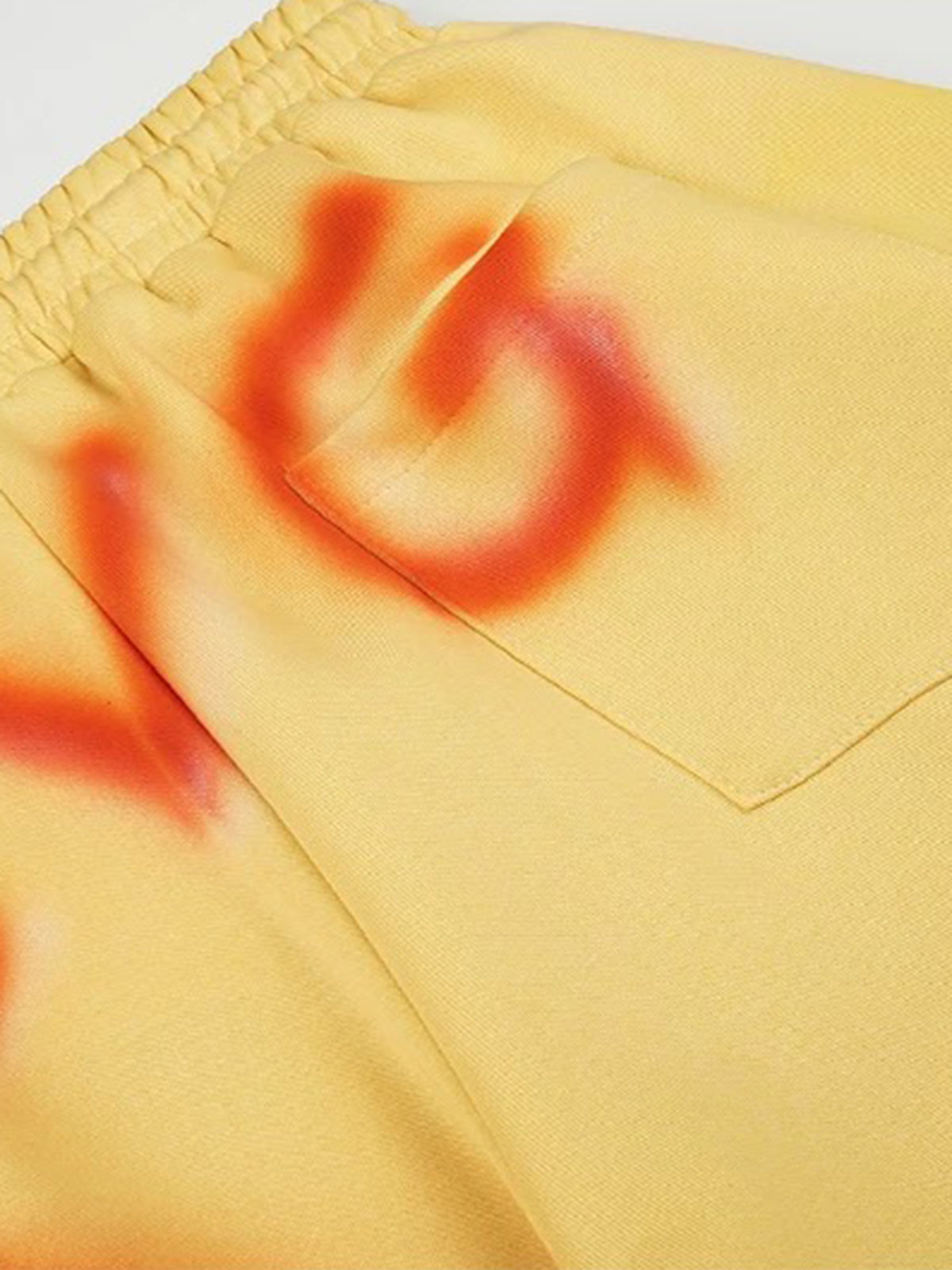 Co-ed Dorm Wide-leg Washed Graffiti Denim Pants - Yellow