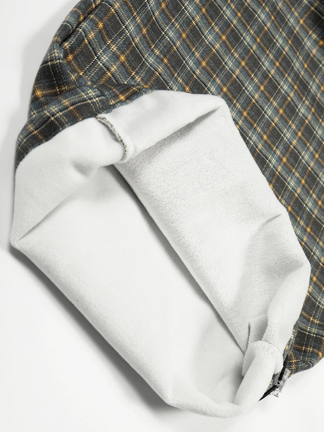 Co-ed Dorm Wide-leg Textured Plaid Trousers - Grey
