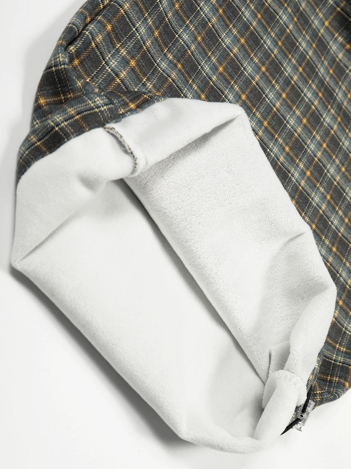 Co-ed Dorm Wide-leg Textured Plaid Trousers - Grey