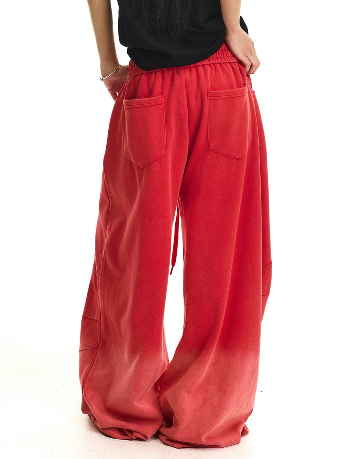Co-ed Dorm Wide-leg Graphic Printed Sweatpants - Red