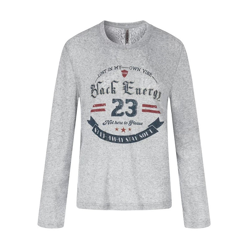 Co-ed Dorm Skimming Gothic Number 23 Long Sleeve Tee - Grey