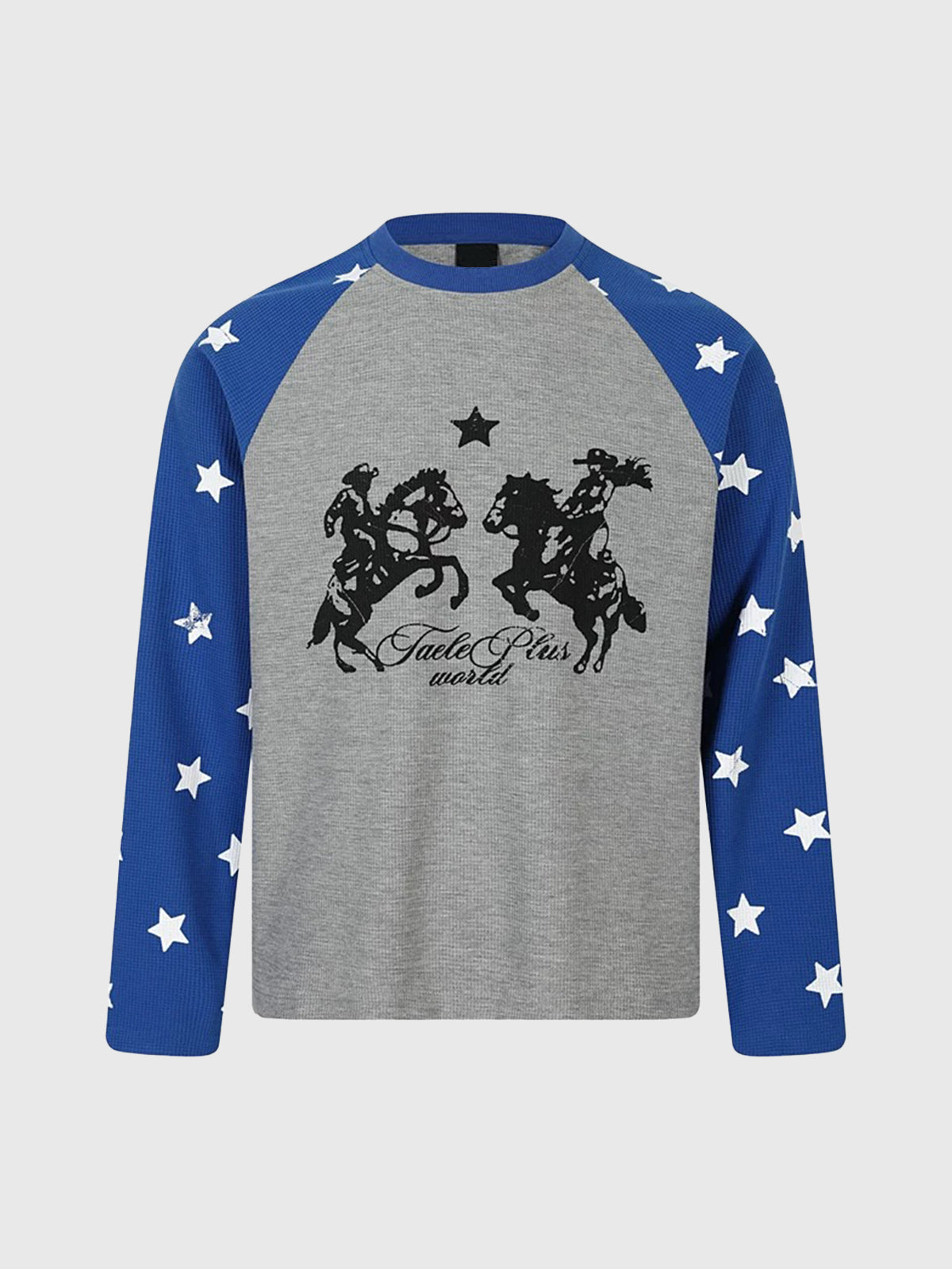 Co-ed Dorm Skimming Star Raglan Sleeve Graphic Tee - Blue