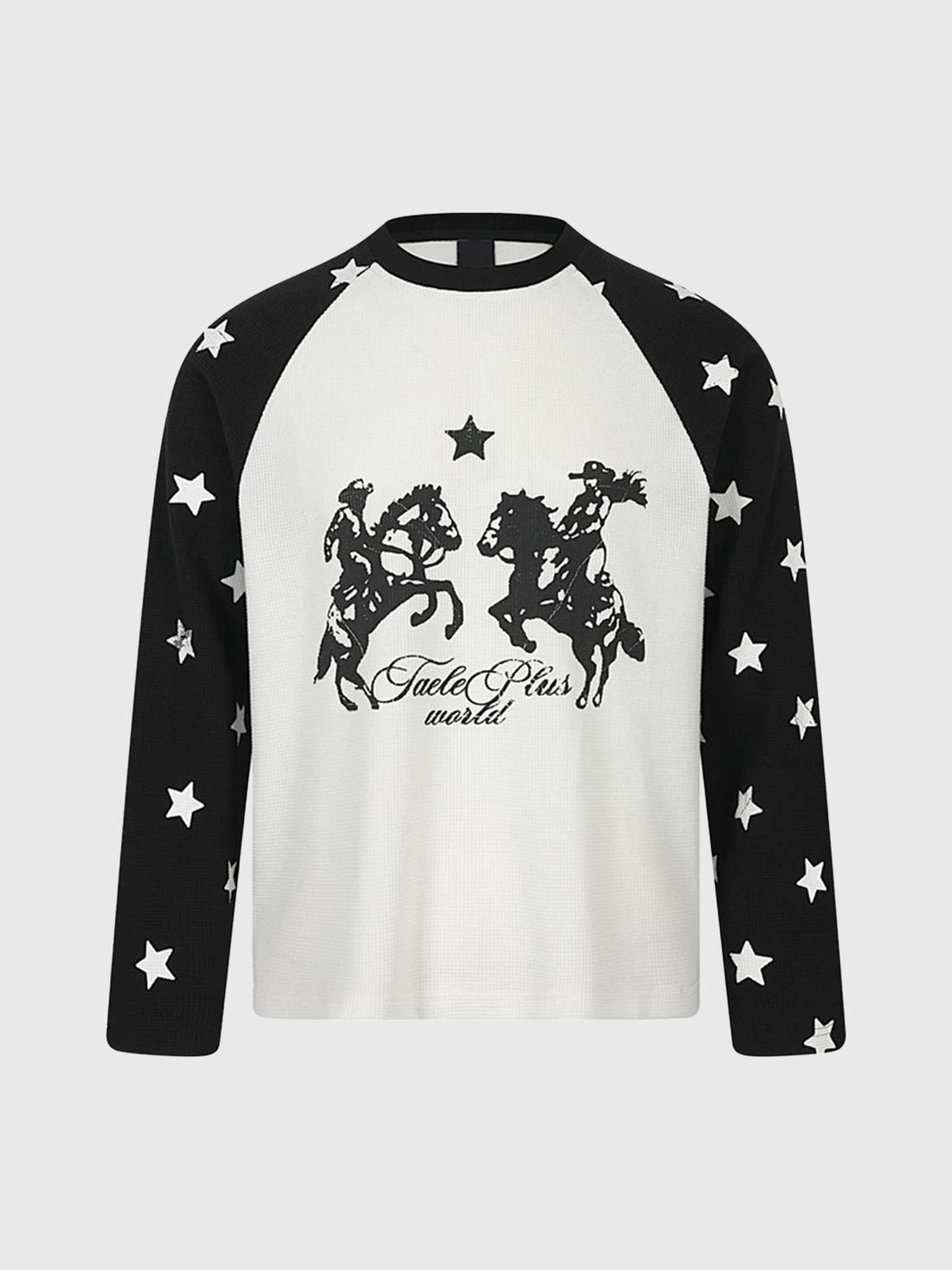 Co-ed Dorm Skimming Star Raglan Sleeve Graphic Tee - Black