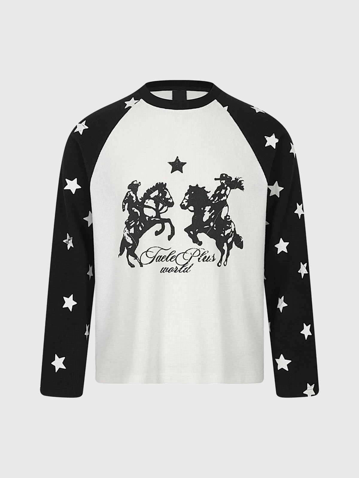 Co-ed Dorm Skimming Star Raglan Sleeve Graphic Tee - Black
