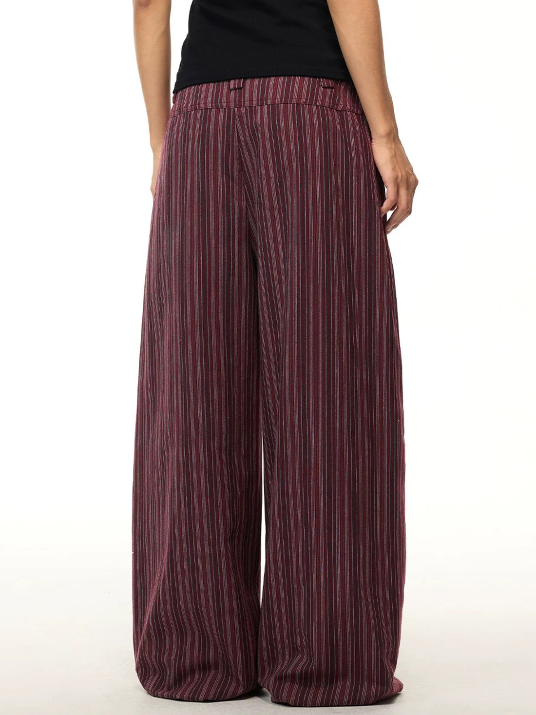 Co-ed Dorm Wide-leg Textured Graphic Trousers - Red