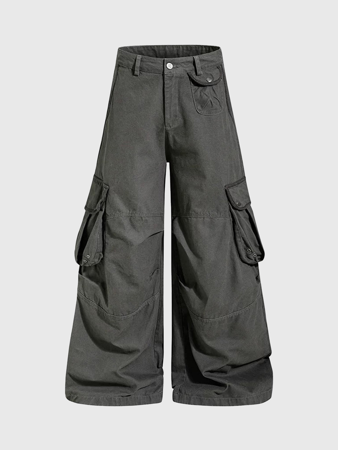 Co-ed Dorm Wide-leg Multi-Pocket Cargo Pants - Black