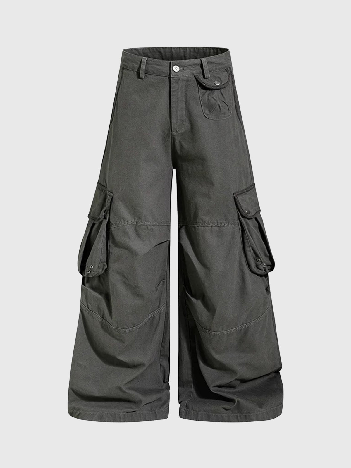 Co-ed Dorm Wide-leg Multi-Pocket Cargo Pants - Black