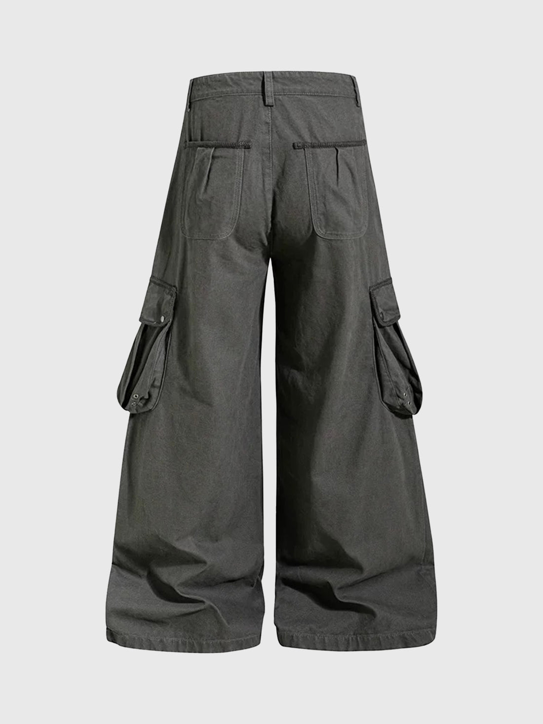 Co-ed Dorm Wide-leg Multi-Pocket Cargo Pants - Black
