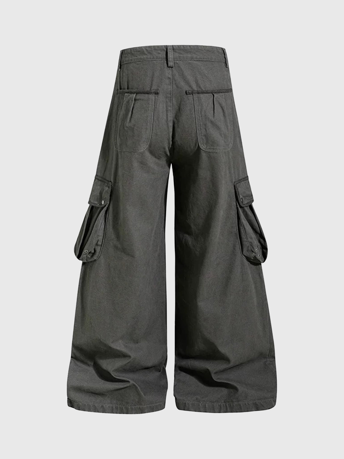 Co-ed Dorm Wide-leg Multi-Pocket Cargo Pants - Black
