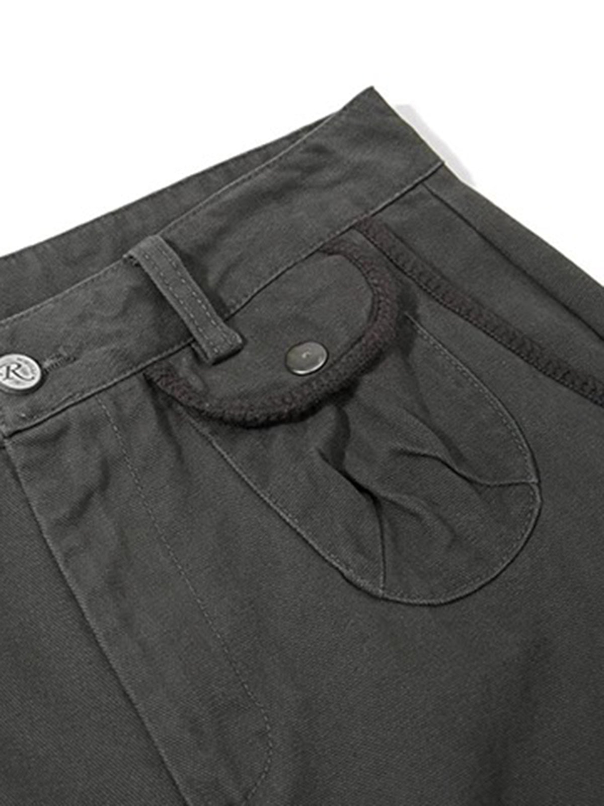 Co-ed Dorm Wide-leg Multi-Pocket Cargo Pants - Black