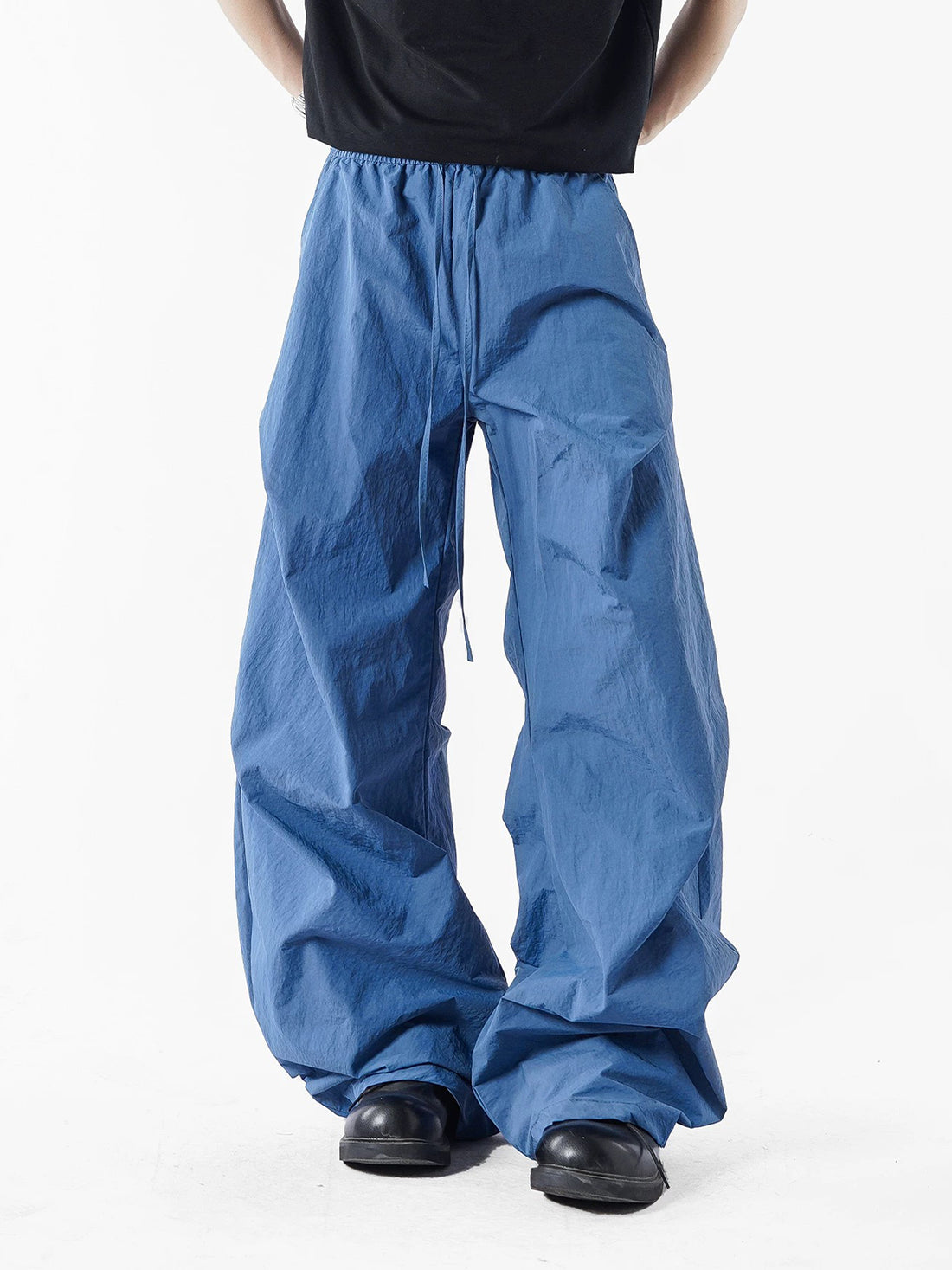 Co-ed Dorm Wide-leg Parachute Cargo Pants - Blue