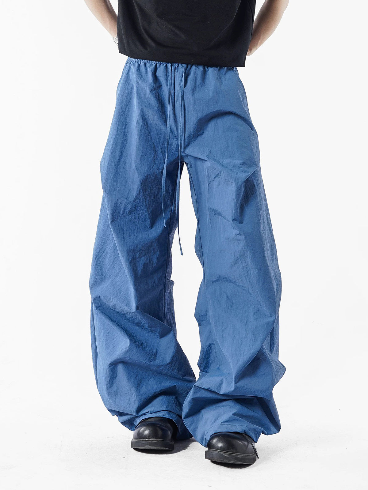 Co-ed Dorm Wide-leg Parachute Cargo Pants - Blue
