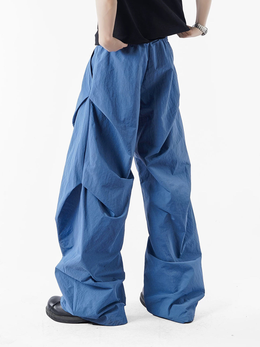Co-ed Dorm Wide-leg Parachute Cargo Pants - Blue