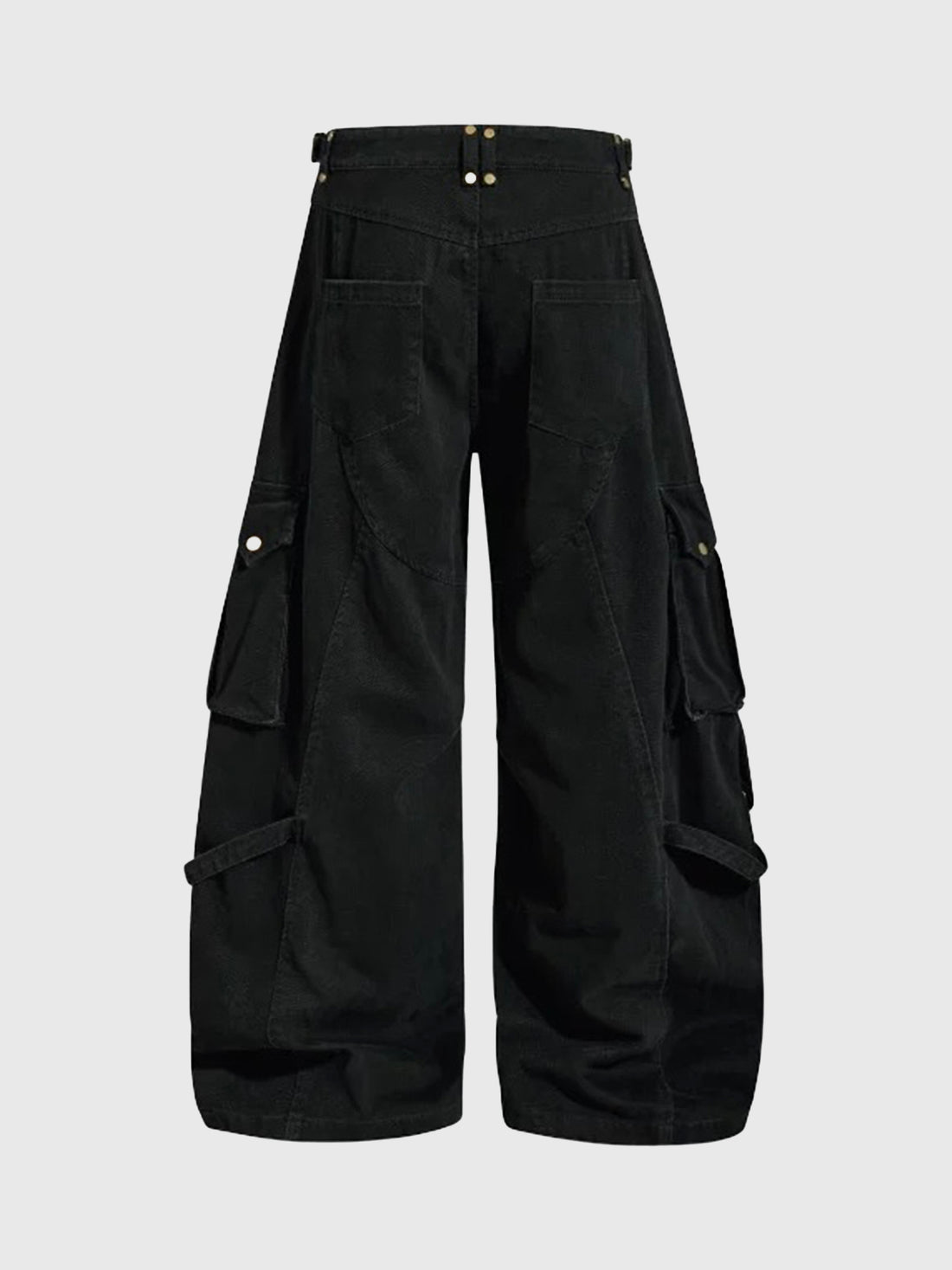 Co-ed Dorm Wide-leg Rivet Studded Cargo Pants - Black