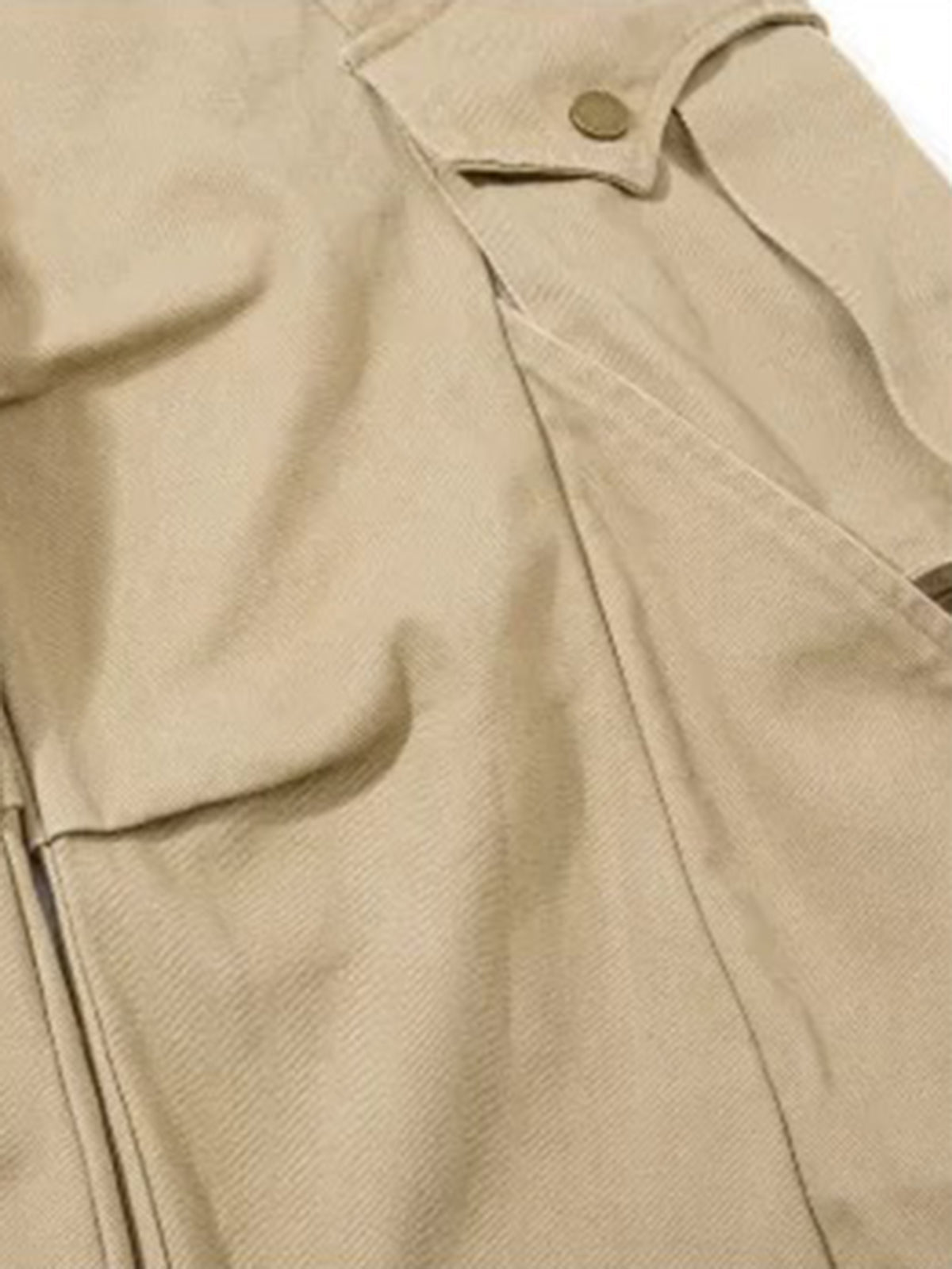 Co-ed Dorm Wide-leg Distressed Multi-Pocket Cargo Pants - Beige