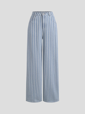Pinstripe Denim Jeans - Classic Indigo
