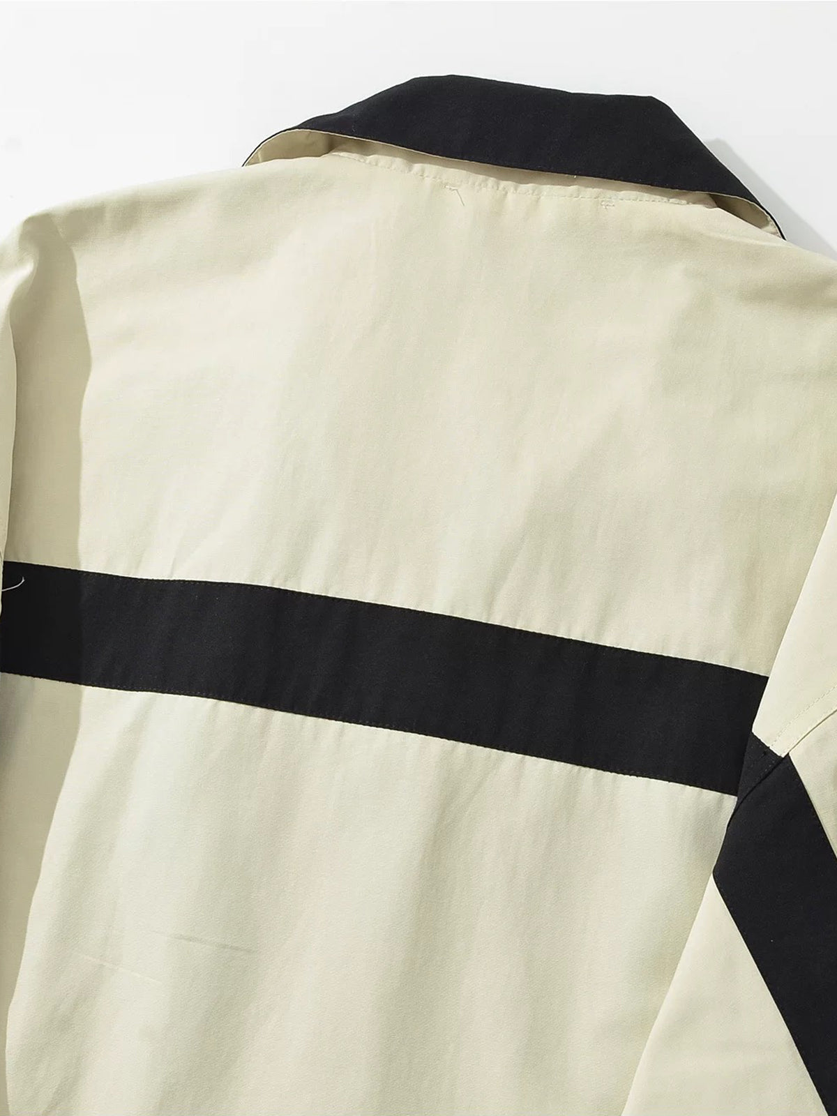 Co-ed Dorm Baggy Contrast Color Zip-up Jacket - Beige