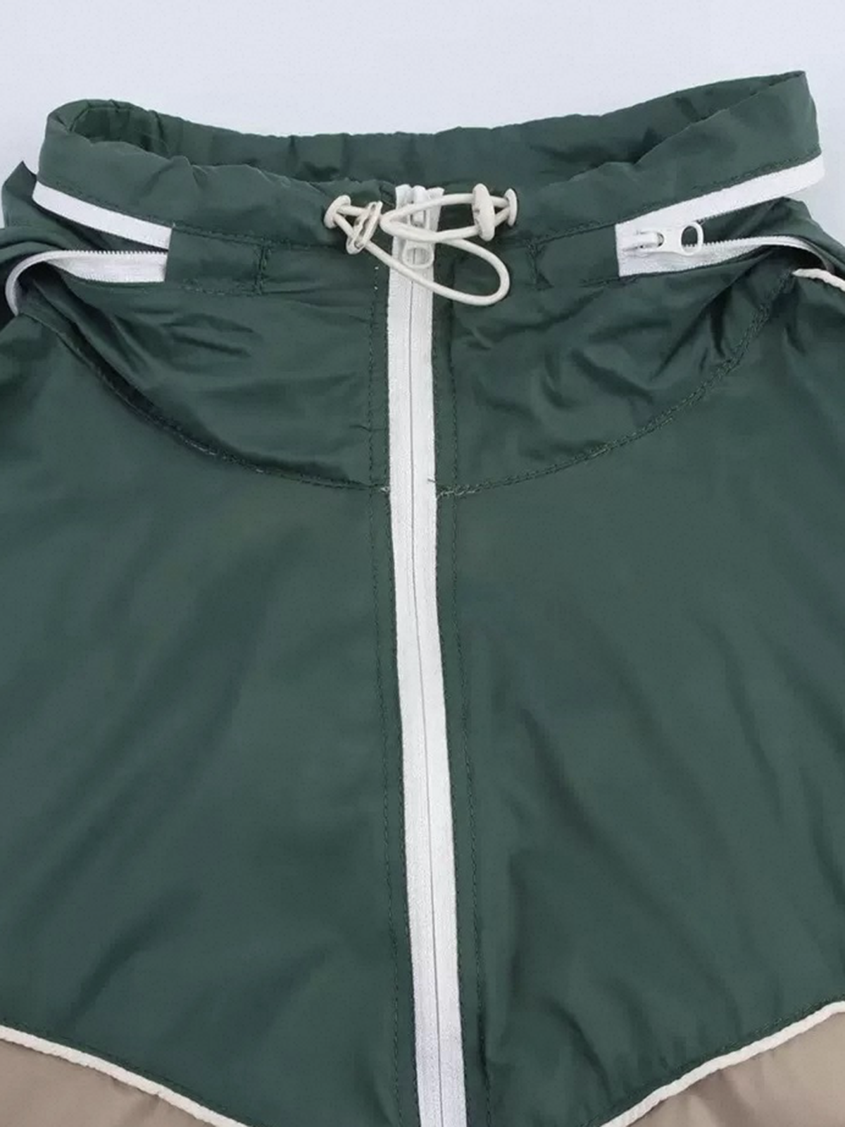 Co-ed Dorm Baggy Contrast Color Zip-up Jacket - Green