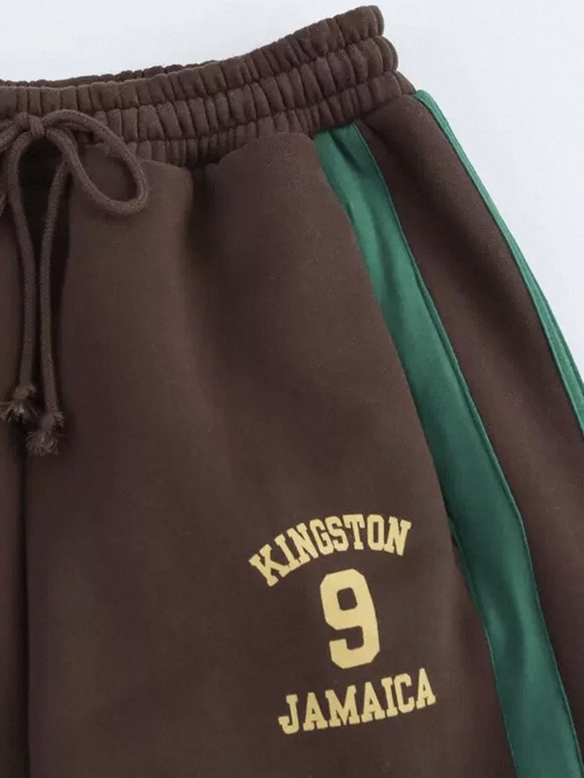 Co-ed Dorm Baggy Contrast Color Side Striped Sweatpants - Brown