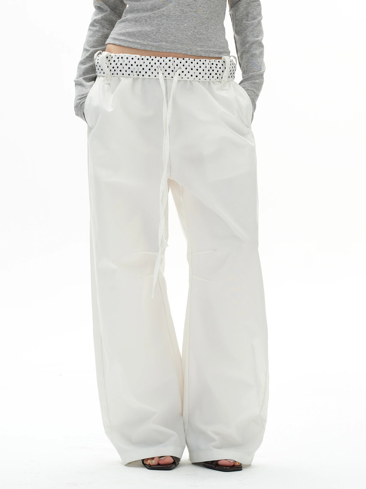 Brick Lane Wide-leg Polka Dot Trousers - White