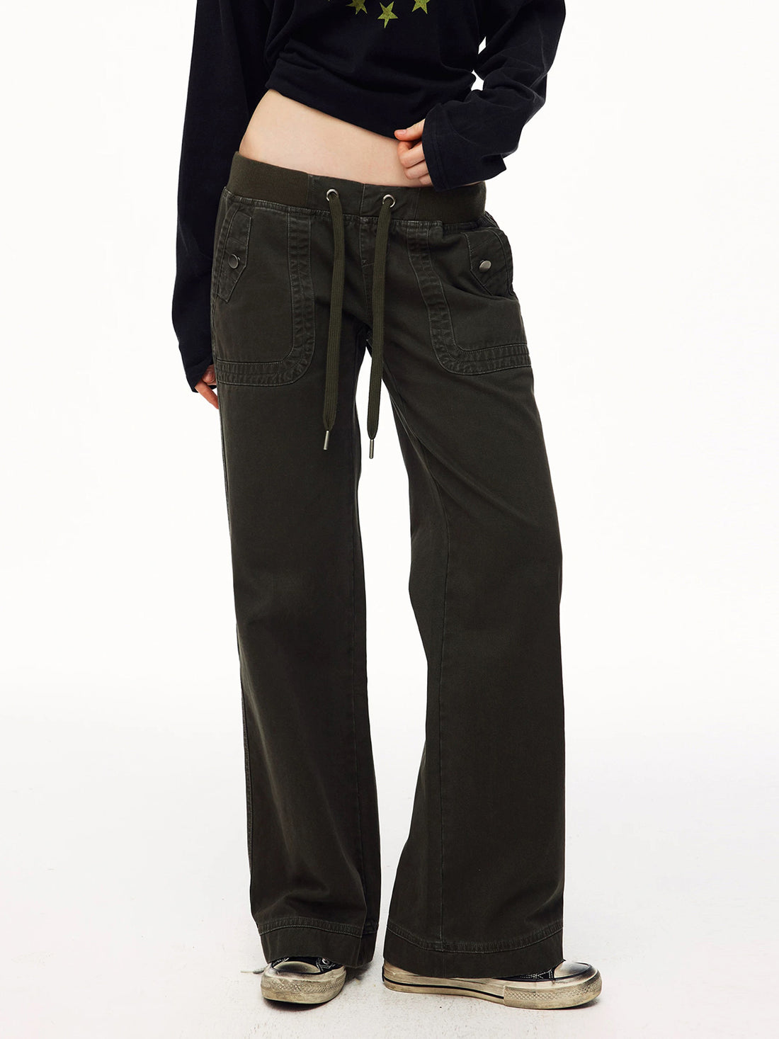 Brick Lane Straight Multi-Pocket Cargo Pants - Green