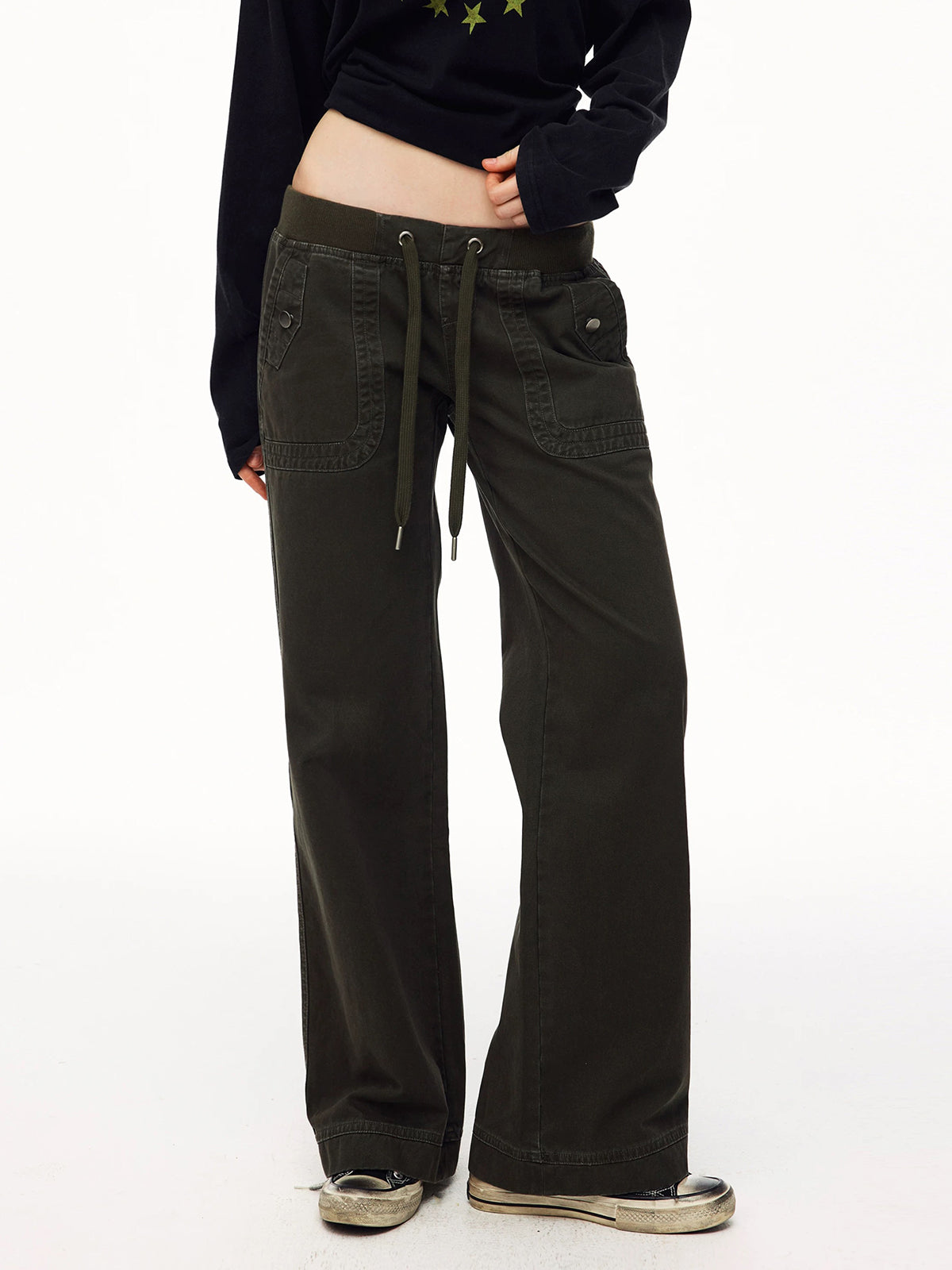 Brick Lane Straight Multi-Pocket Cargo Pants - Green