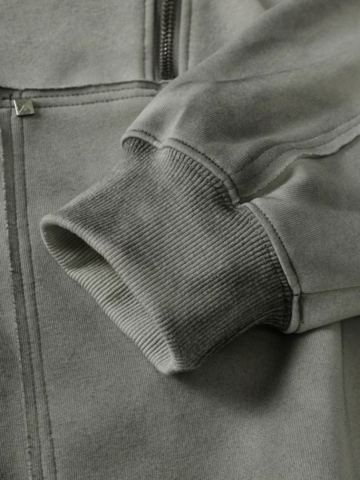 Co-ed Dorm Baggy Washed Cargo Pocket Zip-up Hoodie - Grey