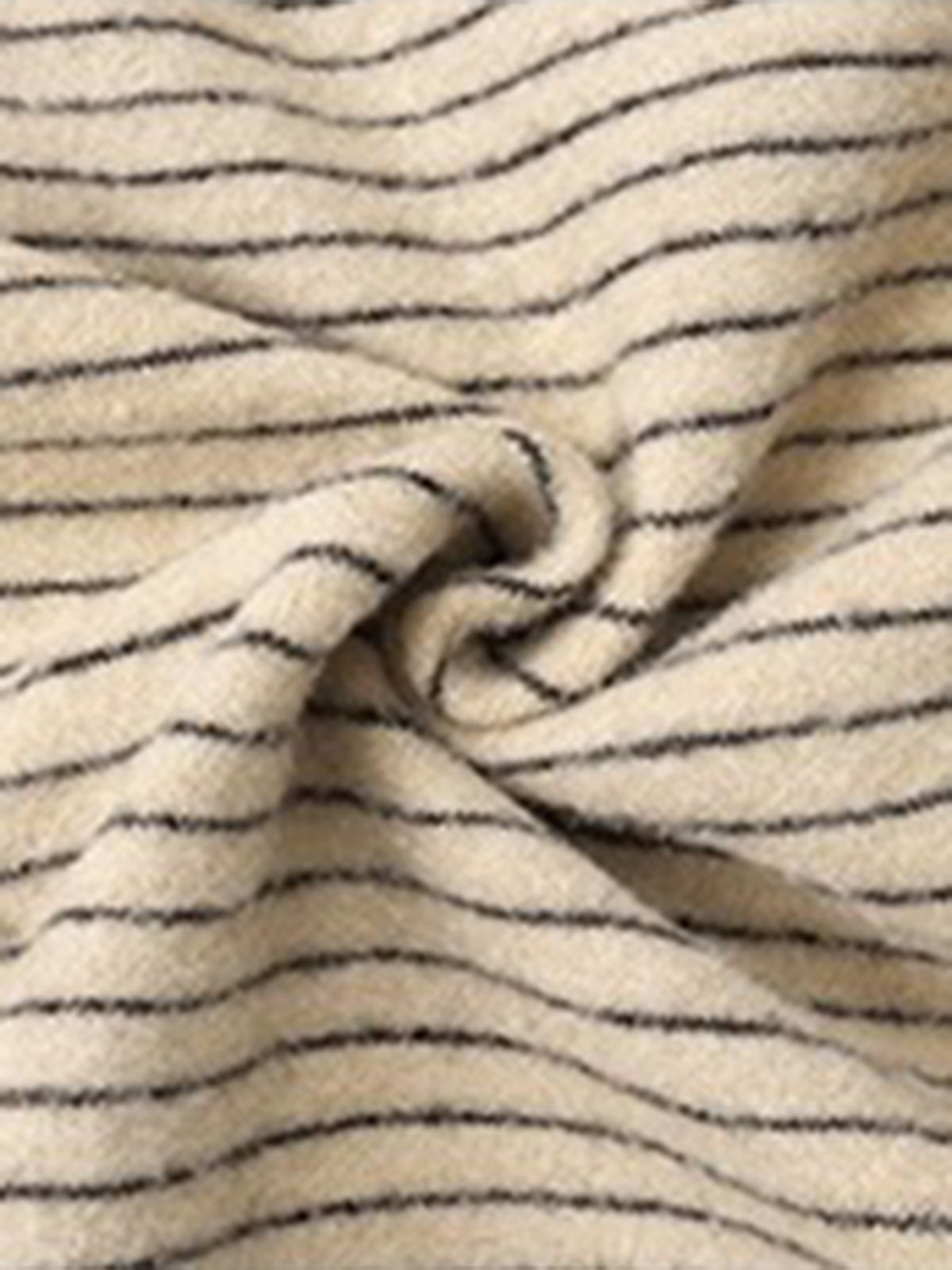 Co-ed Dorm Baggy Striped Zip-up Hoodie - Beige