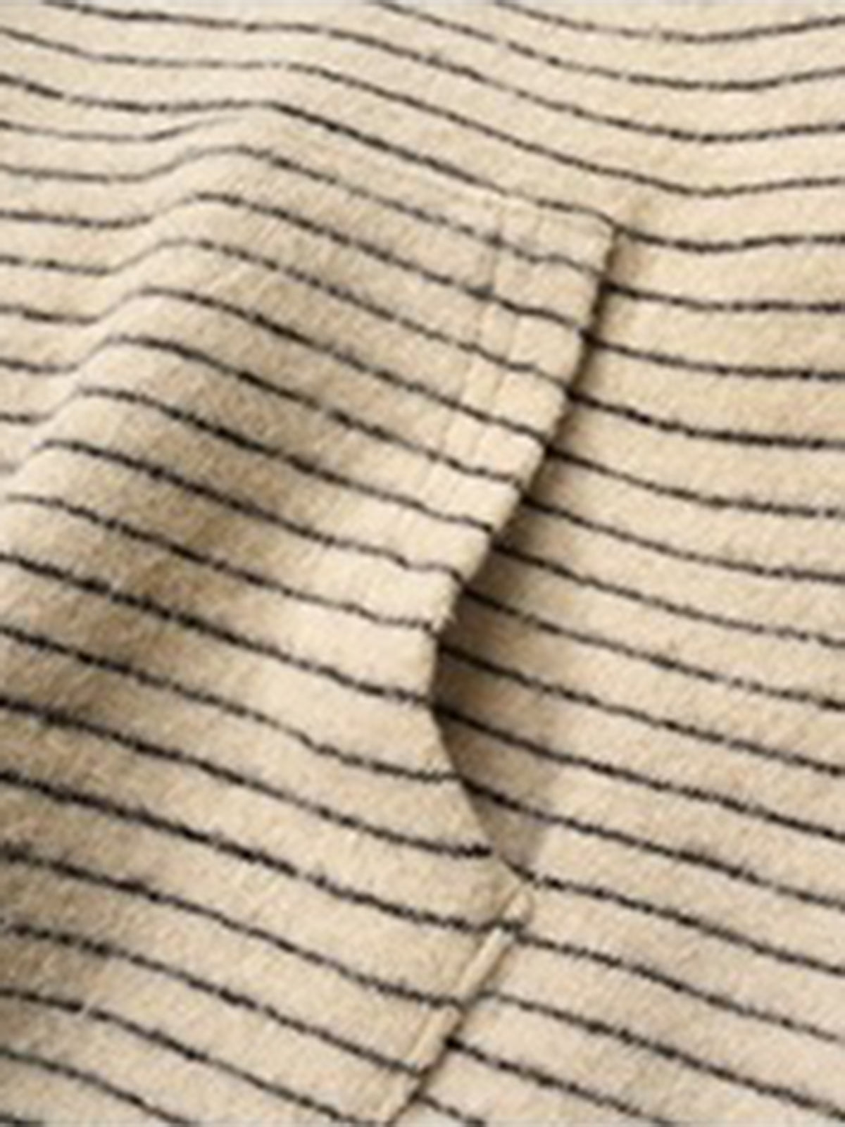 Co-ed Dorm Baggy Striped Zip-up Hoodie - Beige