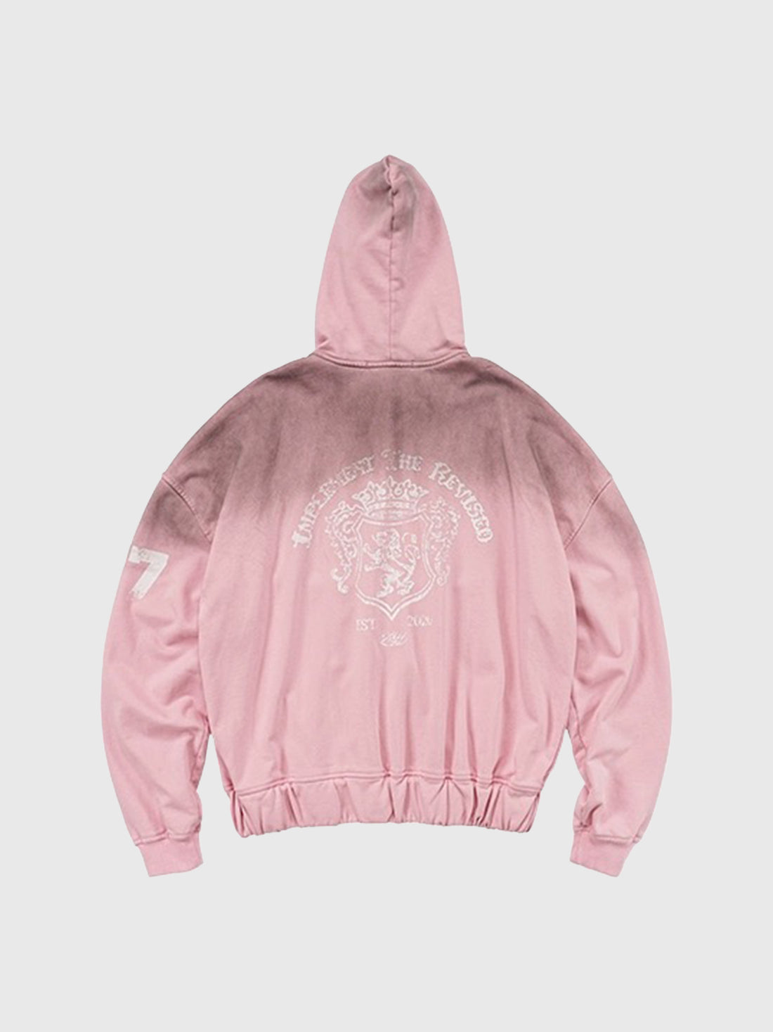 Co-ed Dorm Baggy Graphic Printed Zip-up Hoodie - Pink