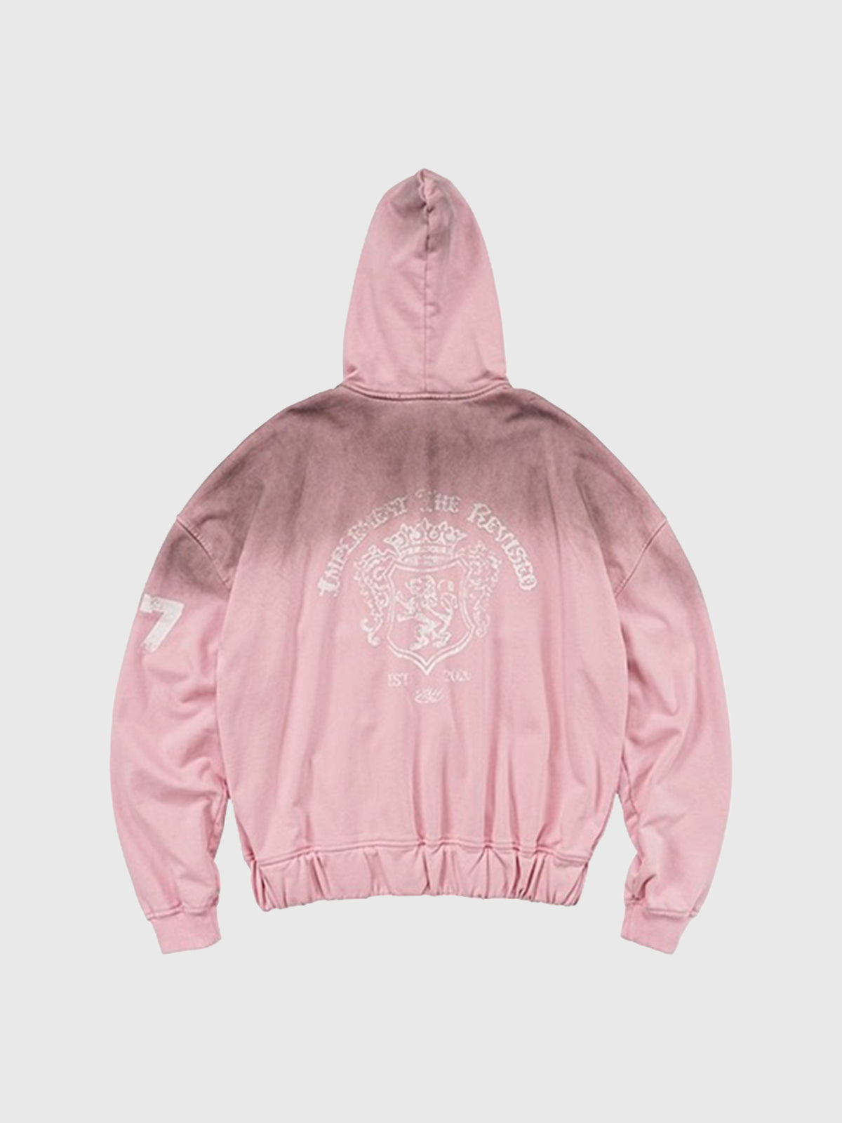 Co-ed Dorm Baggy Graphic Printed Zip-up Hoodie - Pink