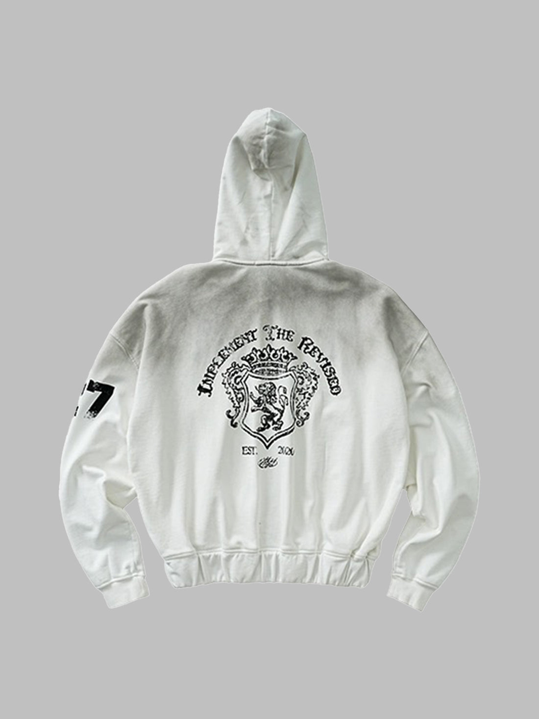Co-ed Dorm Baggy Graphic Printed Zip-up Hoodie - White
