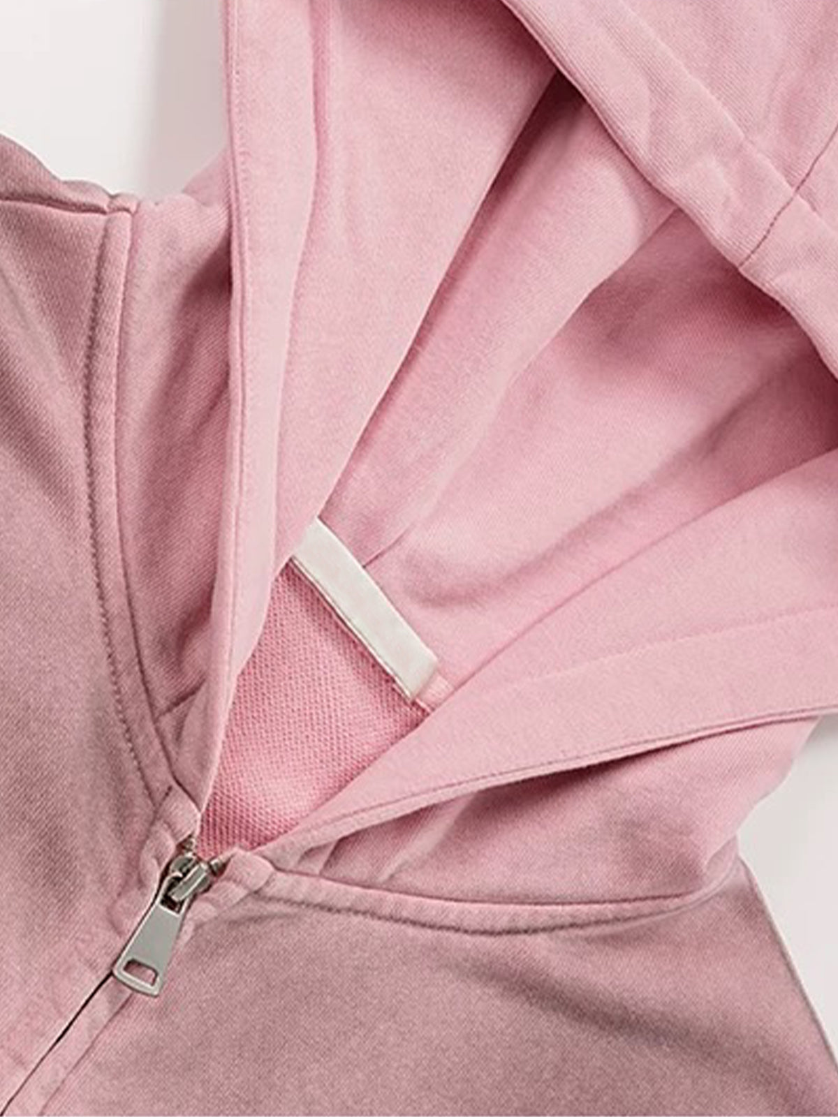 Co-ed Dorm Baggy Graphic Printed Zip-up Hoodie - Pink