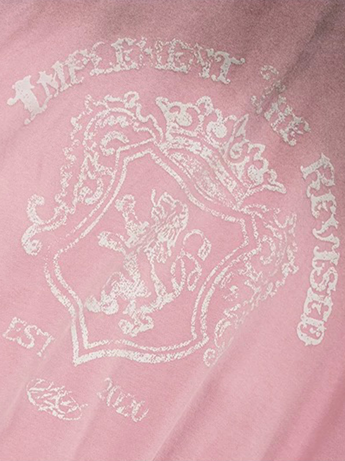 Co-ed Dorm Baggy Graphic Printed Zip-up Hoodie - Pink