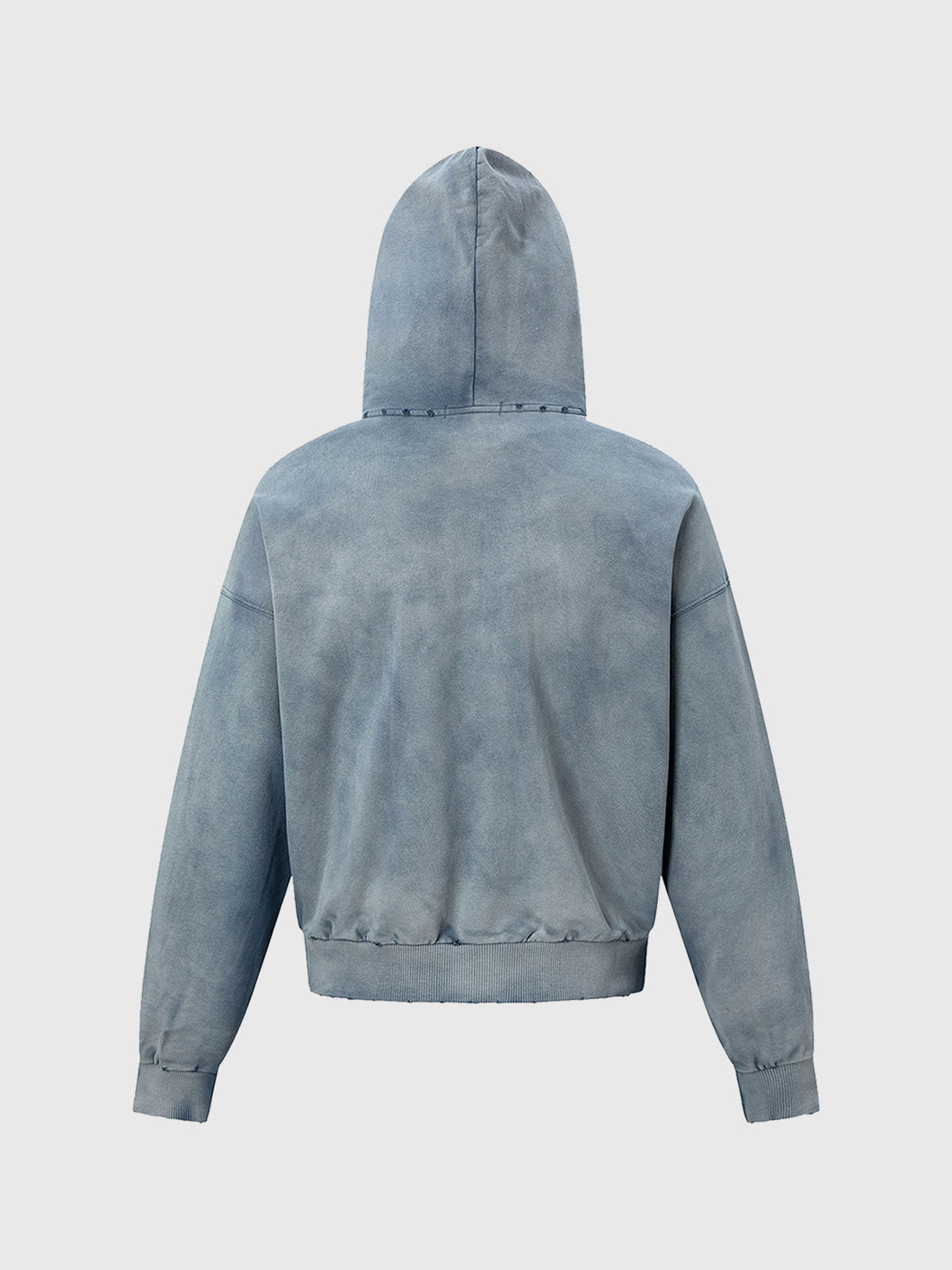 Co-ed Dorm Baggy Washed Denim Zip-up Hoodie - Blue