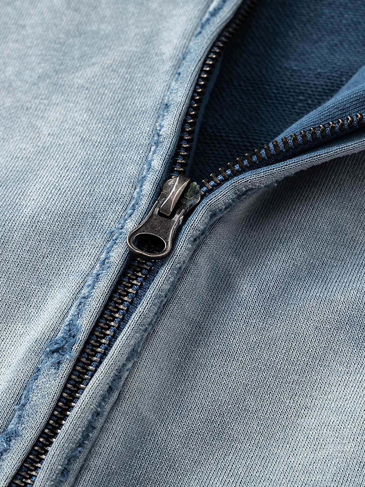 Co-ed Dorm Baggy Washed Denim Zip-up Hoodie - Blue