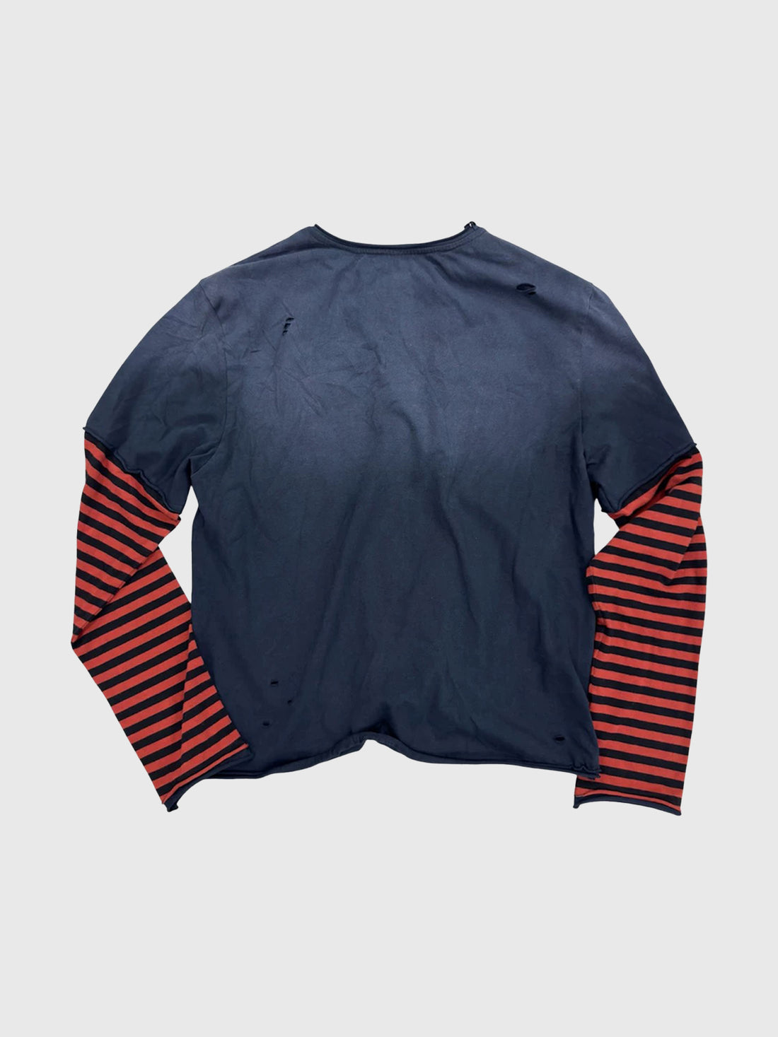 Co-ed Dorm Layered-Look Striped Graphic Long Sleeve Tee - Blue