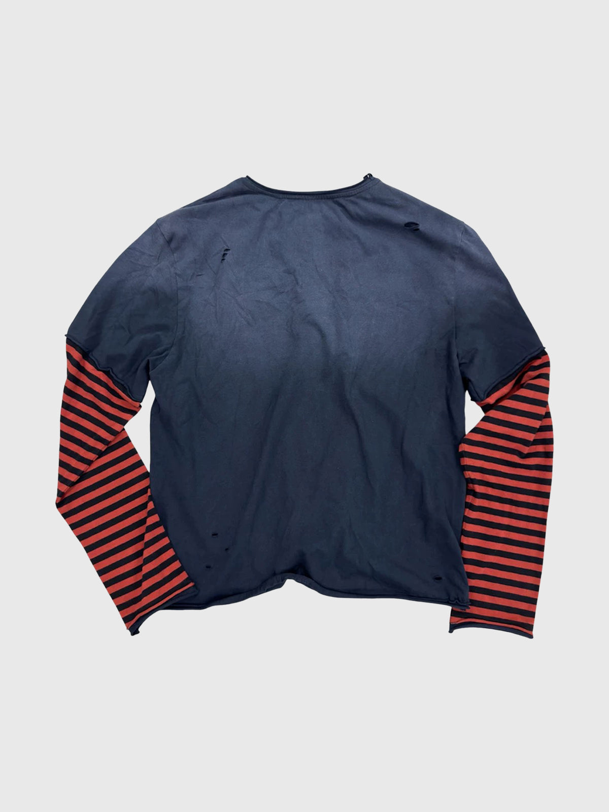 Co-ed Dorm Layered-Look Striped Graphic Long Sleeve Tee - Blue
