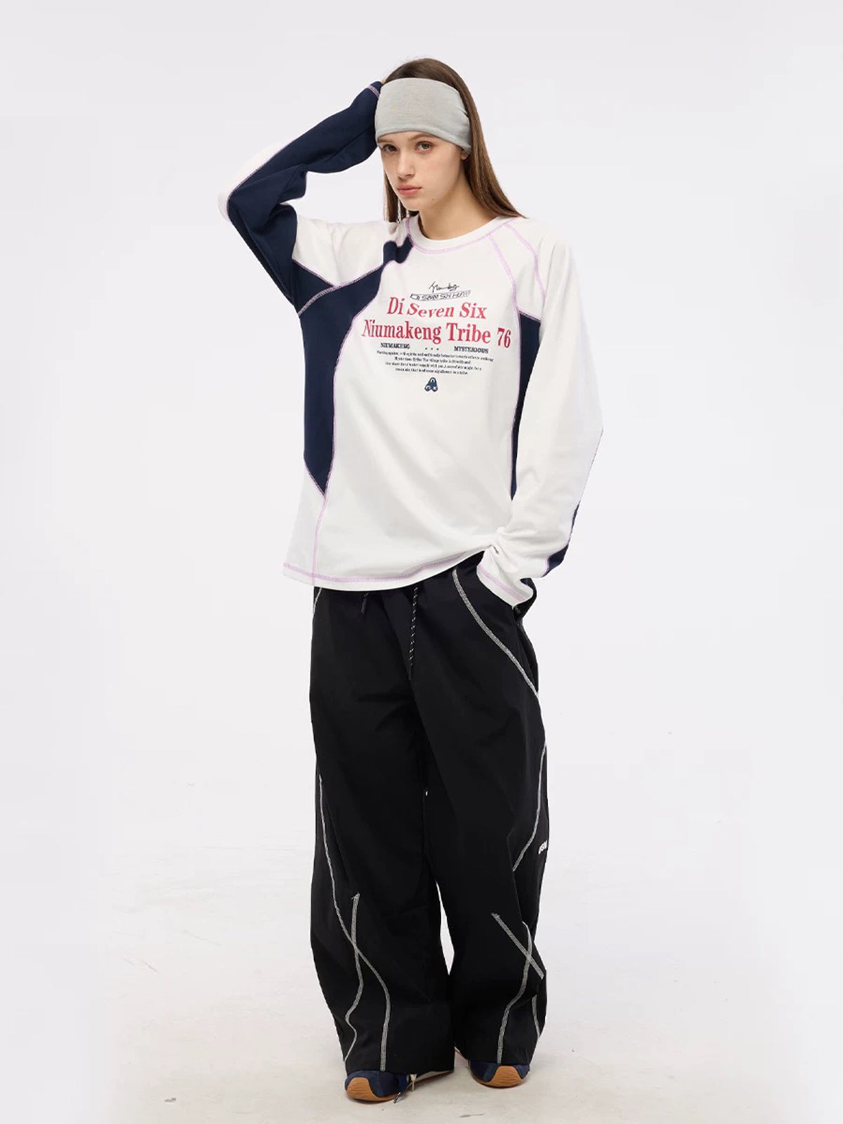 Practice Break Sleeve Top – Cream Blue