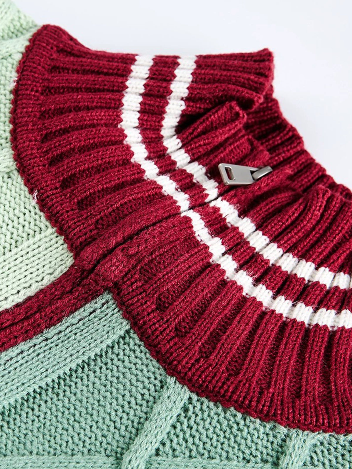 Varsity Mint Knit Bomber – Mint Burgundy
