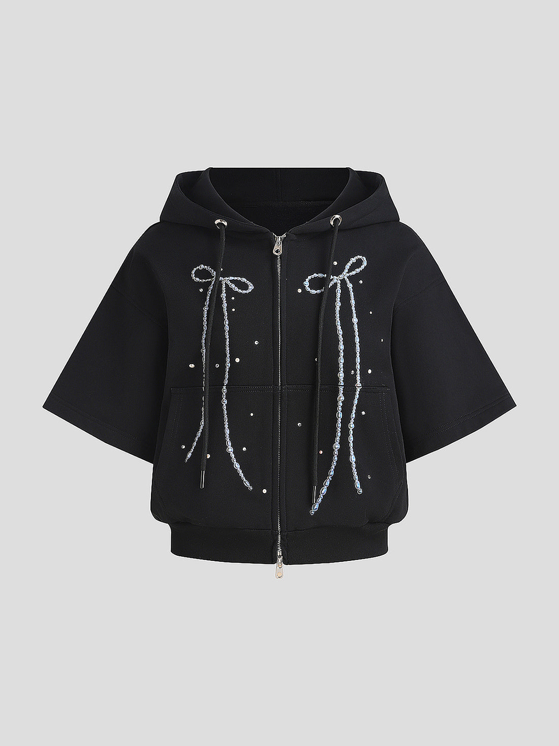 Pearl Rebel Set Zipper Hoodie- Noir Whisper